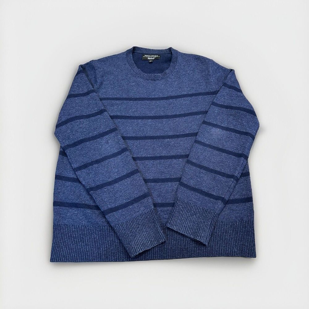Banana Republic Italian Wool Yarn Sweater Filpucci Blue Striped Men's Size Large